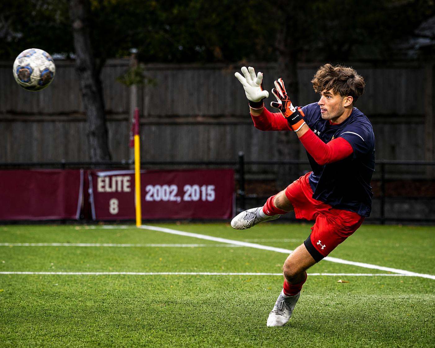 Mateu Farré diving for a football